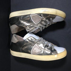 Philippe Model Paris Glitter Gold Sneaker Shoe 37
